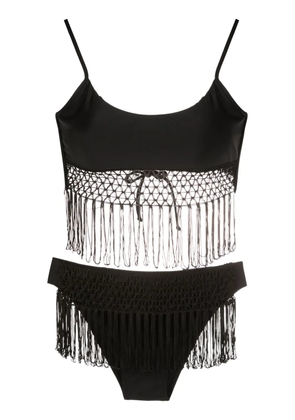 Amir Slama macramé fringe-trim bikini set - Black