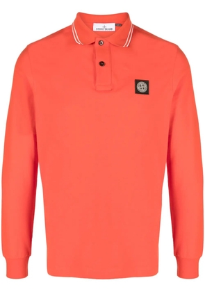 Stone Island logo-patch cotton polo shirt - Orange