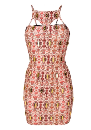 Amir Slama floral-print cut-out mini dress - Red