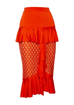Balmain Pre-Owned ruffled midi skirt - Orange