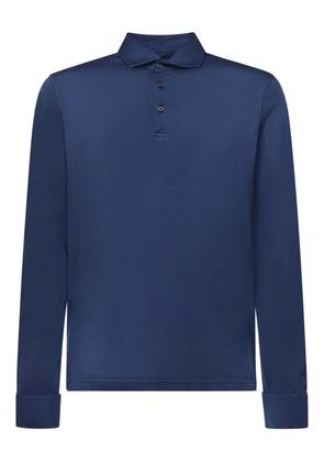 Fedeli buttoned long-sleeve polo shirt - Blue