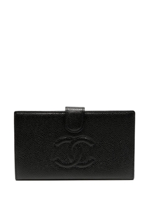 CHANEL Pre-Owned 2002 CC stitch long bifold wallet - Black