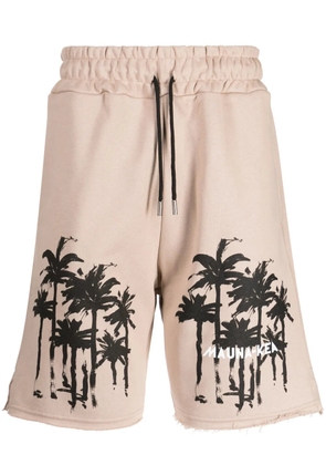 Mauna Kea Dark Palms cotton track shorts - Brown