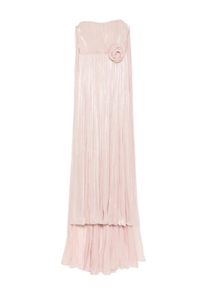 NISSA pleated floral-embellished dress - Pink