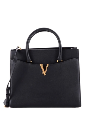 Versace Pre-Owned Virtus Front Pocket Leather Large tote bag - Black