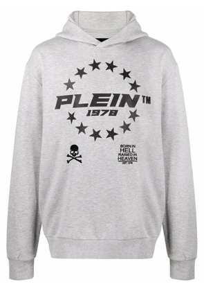 Philipp Plein logo-print pullover hoodie - Grey