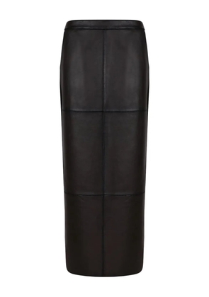 P.A.R.O.S.H. leather panelled straight skirt - Brown