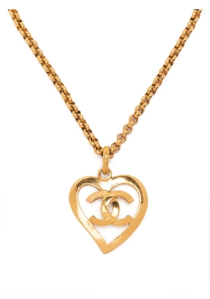 CHANEL Pre-Owned 1995 CC heart pendant necklace - Gold