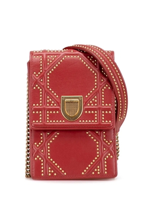 Christian Dior Pre-Owned 2017 Studded Lambskin Vertical Diorama crossbody bag - Red