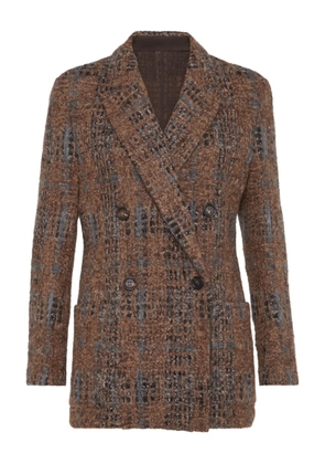 Brunello Cucinelli double-breasted checked blazer - Brown