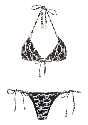 Amir Slama wave-print triangle bikini set - Black