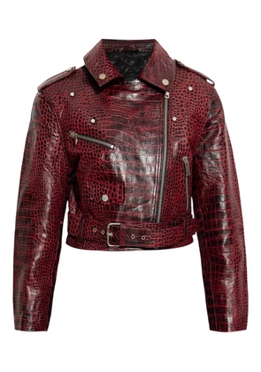 Gestuz GZbasilia crocodile-effect leather jacket - Red