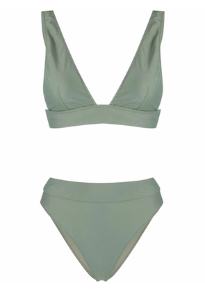 Noire Swimwear high-waisted V-neck bikini set - Green