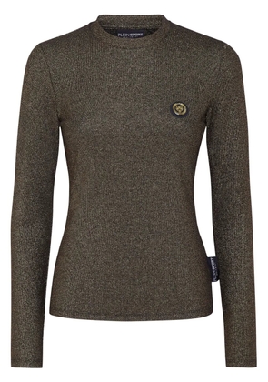 Plein Sport glitter-embellished logo-patch T-shirt - Gold