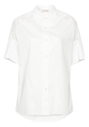 Gentry Portofino sheer-panel cotton shirt - White