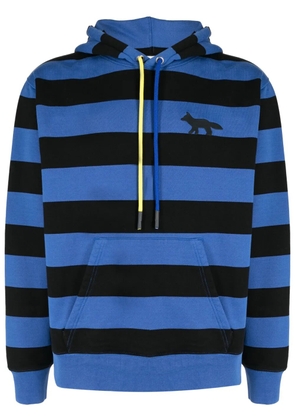 Maison Kitsuné stripe-pattern jersey hoodie - Blue