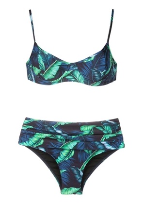 Lygia & Nanny Liliane leaf-print bikini - Blue
