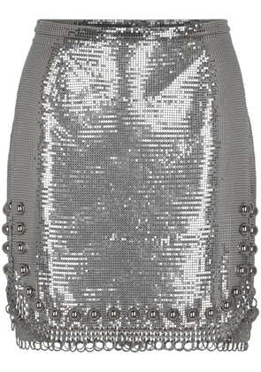 Rabanne stud-embellished mini skirt - Silver