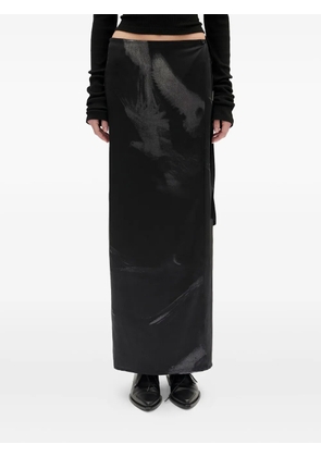 Ann Demeulemeester Oku printed satin maxi skirt - Black