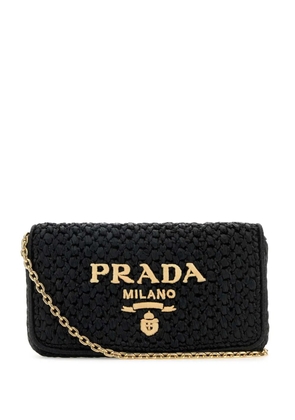 Prada triangle-logo woven shoulder bag - Black