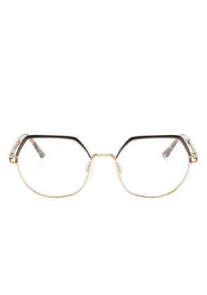 Cazal perforated-detailing oval-frame glasses - Gold