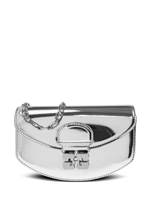 GANNI metallic-effect clasp chain mini bag - Grey