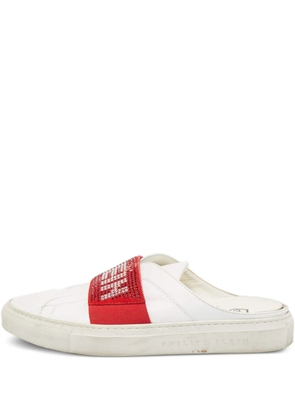 Philipp Plein 2024 crystal strap leather mules - White