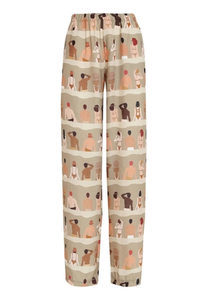 Amir Slama swimmer-print straight-leg trousers - Neutrals