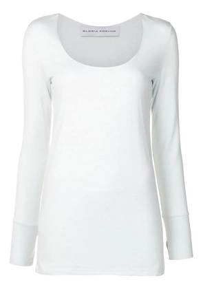Gloria Coelho scoop-neck long-sleeve top - Blue