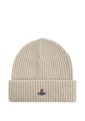 Vivienne Westwood Orb-embroidered beanie - Neutrals