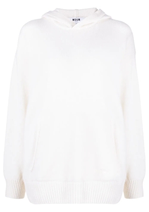 MSGM logo-embroidered wool-cashmere hoodie - White
