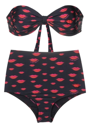 Amir Slama lip-print high-waisted bikini - Black