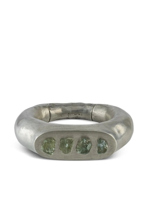 Parts of Four sterling-silver Thick Roman aquamarine bracelet - White