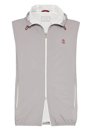 Brunello Cucinelli embroidered logo vest - Grey