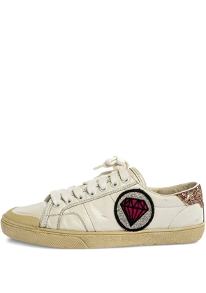 Saint Laurent Pre-Owned Court SL diamond-embellished low-top sneakers - White