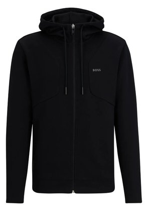 BOSS logo-print cotton-blend hoodie - Black