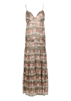 Amir Slama graphic-print silk maxi dress - Green