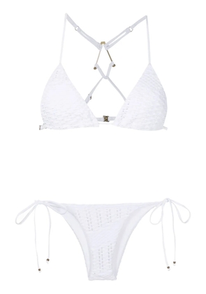 Amir Slama embosed-finish triangle-cup bikini - White