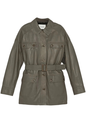 Yves Salomon belted leather jacket - Grey