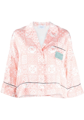 Off-White graphic-print satin shirt - Pink