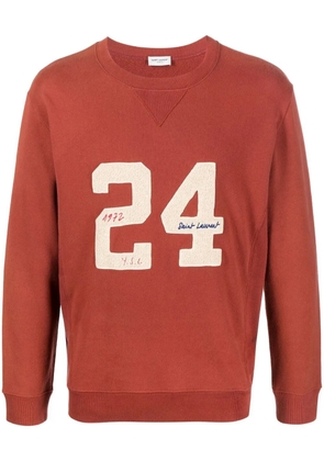 Saint Laurent logo embroidery cotton sweatshirt - Orange