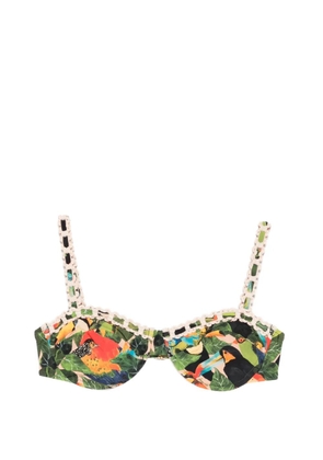 FARM Rio bird-print underwire bikini top - Green