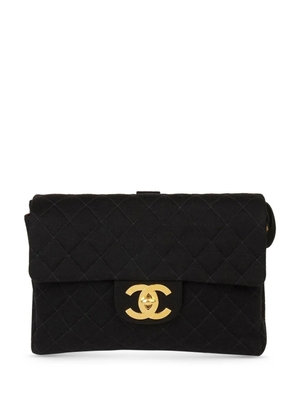 CHANEL Pre-Owned 1995 Jumbo CC turn-lock flap wool backpack - Black