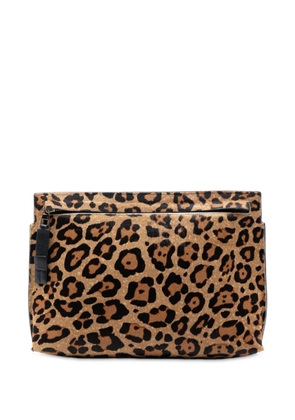 Loewe Pre-Owned 2016 Leopard Print Pony Hair T Pouch clutch bag - Brown