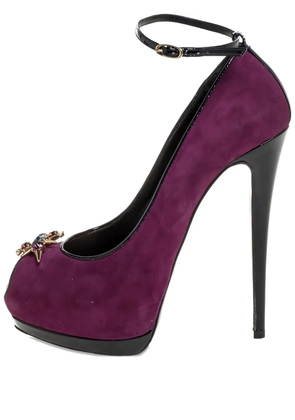 Giuseppe Zanotti Vintage 155mm crystal embellishment peep toe pumps - Purple
