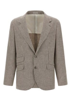 Brunello Cucinelli houndstooth check single-breasted blazer - Grey