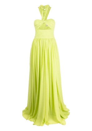 Elie Saab halterneck pleated gown - Green