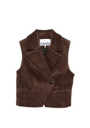 GANNI corduroy button waistcoat - Brown