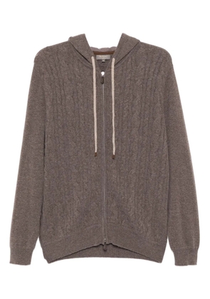 N.Peal cable knit hoodie - Brown