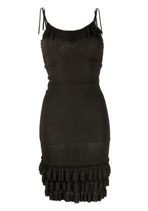 Christian Dior Pre-Owned 1990s ruffle-detailed fitted dress - Brown